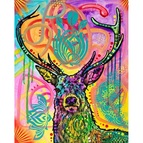 Stag Black Modern Wood Framed Art Print with Double Matting by Dean Russo Collection