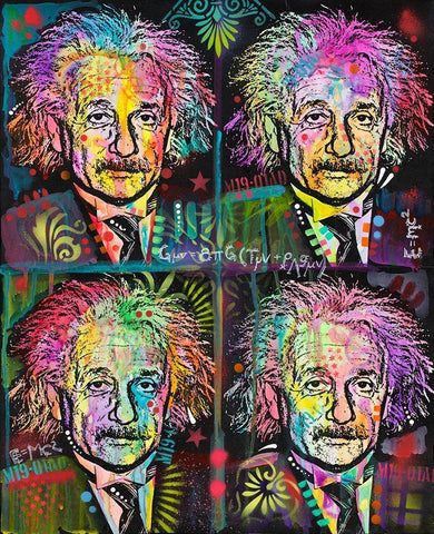 Einstein 4 up White Modern Wood Framed Art Print with Double Matting by Dean Russo Collection