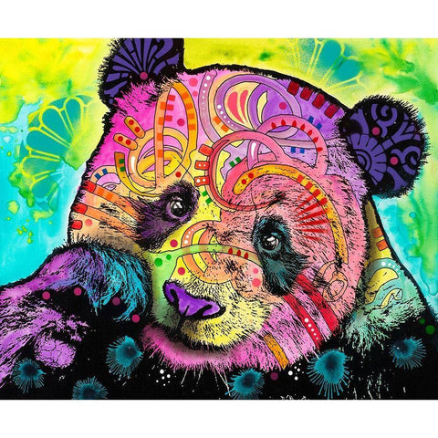 Psychedelic Panda Black Modern Wood Framed Art Print with Double Matting by Dean Russo Collection