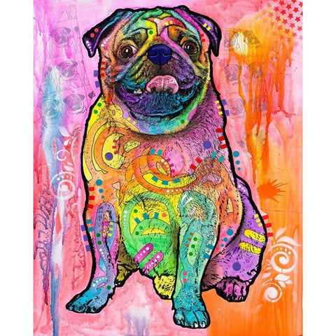 Pugs And Kisses Gold Ornate Wood Framed Art Print with Double Matting by Dean Russo Collection