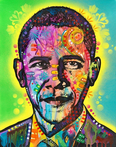 Obama White Modern Wood Framed Art Print with Double Matting by Dean Russo Collection