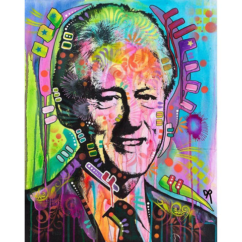 Bill Clinton Gold Ornate Wood Framed Art Print with Double Matting by Dean Russo Collection