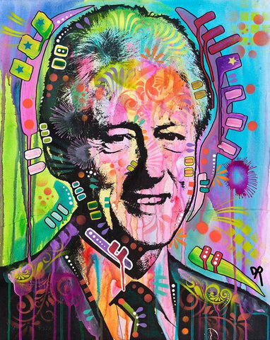 Bill Clinton Black Ornate Wood Framed Art Print with Double Matting by Dean Russo Collection