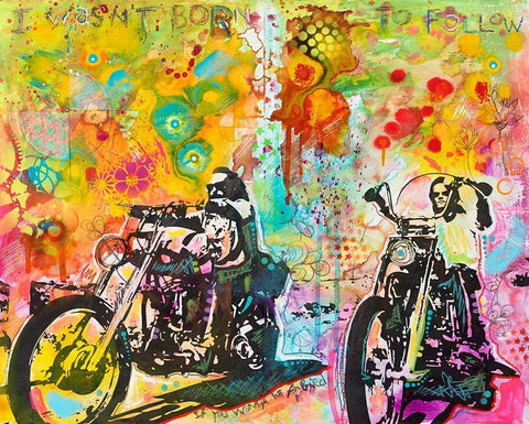 Easy Rider Black Ornate Wood Framed Art Print with Double Matting by Dean Russo Collection