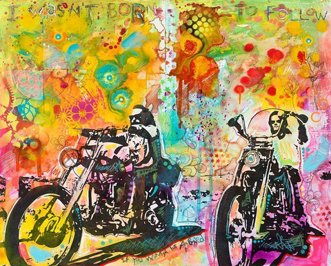 Easy Rider White Modern Wood Framed Art Print with Double Matting by Dean Russo Collection