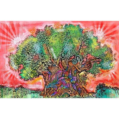 Tree of Life Black Modern Wood Framed Art Print with Double Matting by Dean Russo Collection