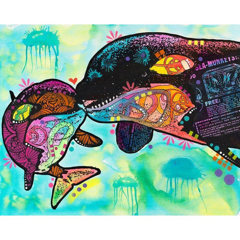 Love as large as a whale Black Modern Wood Framed Art Print with Double Matting by Dean Russo Collection