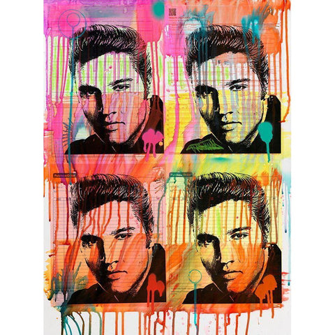 Elvis 4 Gold Ornate Wood Framed Art Print with Double Matting by Dean Russo Collection