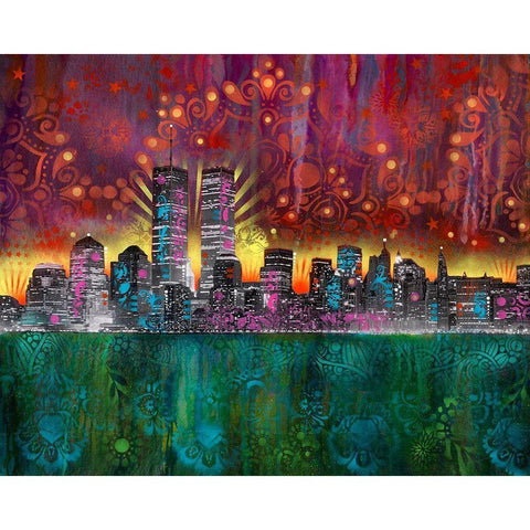 Skyline Black Modern Wood Framed Art Print with Double Matting by Dean Russo Collection