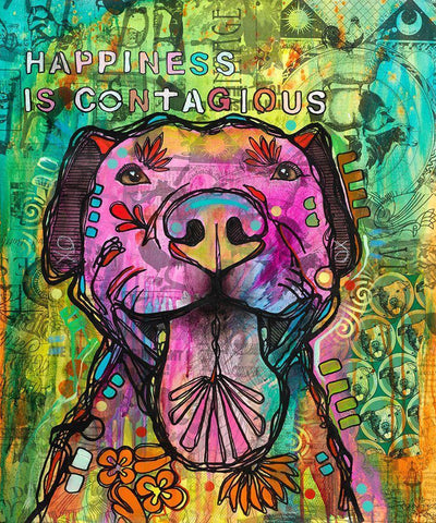 Happiness is Contagious White Modern Wood Framed Art Print with Double Matting by Dean Russo Collection