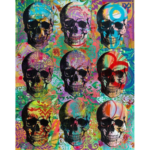 9 Skulls Black Modern Wood Framed Art Print by Dean Russo Collection