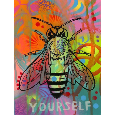 Bee Yourself Black Modern Wood Framed Art Print with Double Matting by Dean Russo Collection