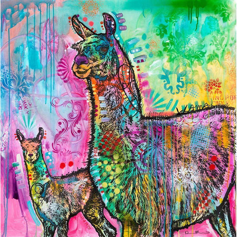 Psychedelic Llama White Modern Wood Framed Art Print by Dean Russo Collection