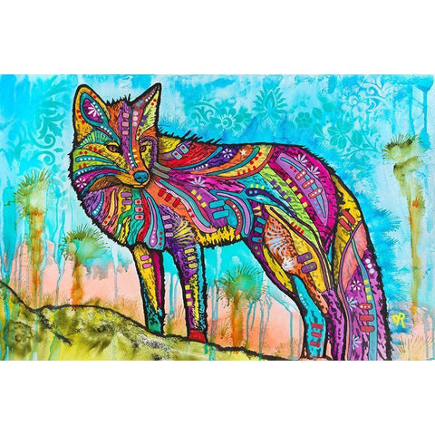 Electric Fox Black Modern Wood Framed Art Print with Double Matting by Dean Russo Collection