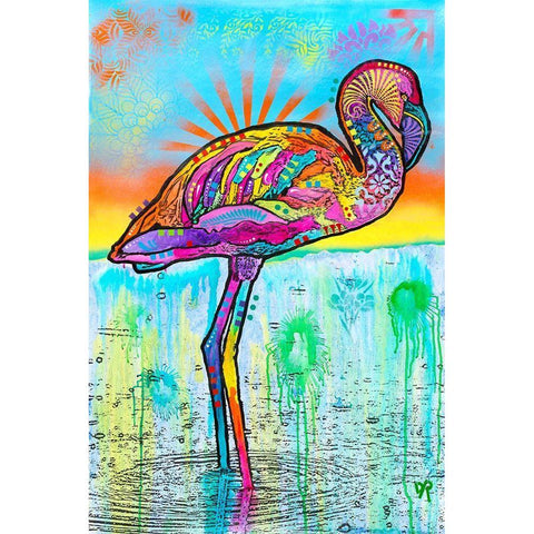 Pink Flamingo Gold Ornate Wood Framed Art Print with Double Matting by Dean Russo Collection