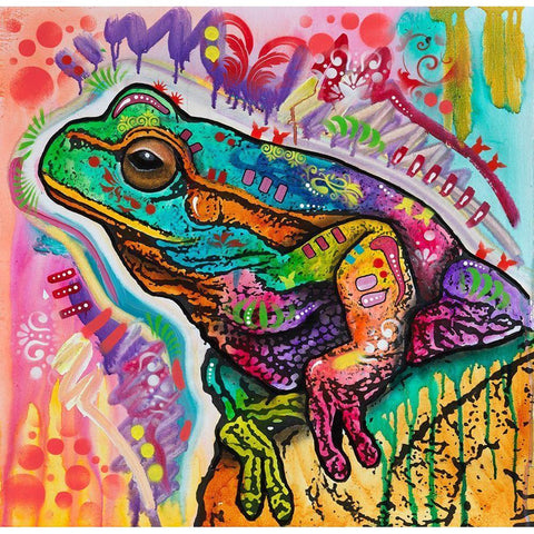 Psychedelic Frog White Modern Wood Framed Art Print by Dean Russo Collection