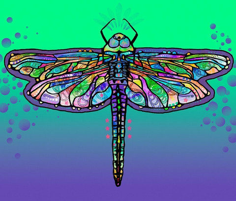 Dragonfly White Modern Wood Framed Art Print with Double Matting by Dean Russo Collection