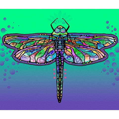 Dragonfly Black Modern Wood Framed Art Print with Double Matting by Dean Russo Collection