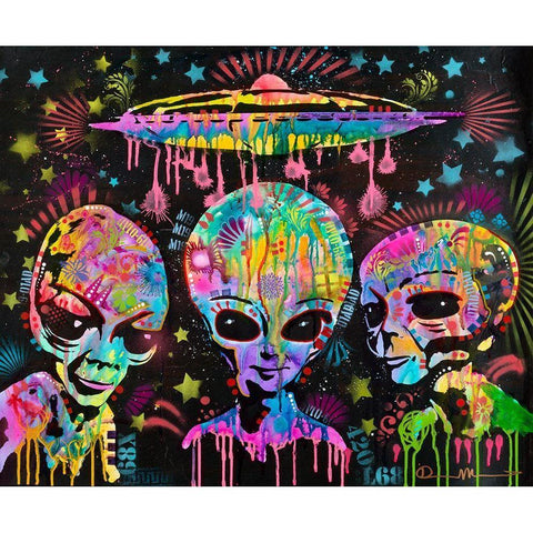 Aliens White Modern Wood Framed Art Print by Dean Russo Collection