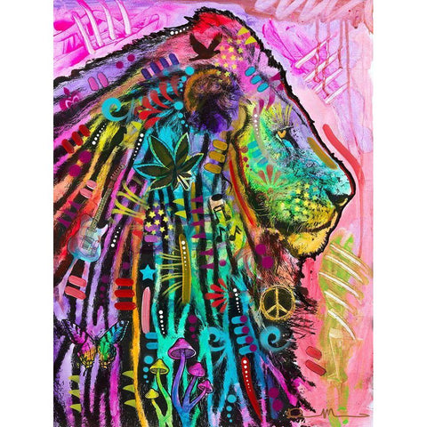 Syco-Delic Lion Black Modern Wood Framed Art Print with Double Matting by Dean Russo Collection