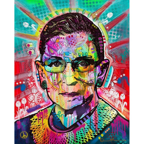 Ruth Bader Ginsburg Black Modern Wood Framed Art Print with Double Matting by Dean Russo Collection