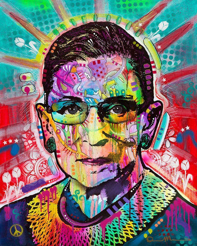 Ruth Bader Ginsburg White Modern Wood Framed Art Print with Double Matting by Dean Russo Collection