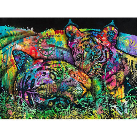 Mama Tiger and Cub White Modern Wood Framed Art Print by Dean Russo Collection