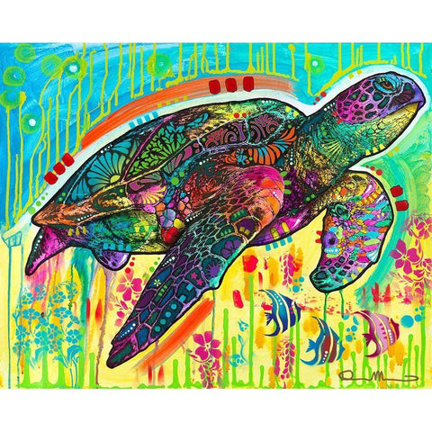 Sea Turtle White Modern Wood Framed Art Print by Dean Russo Collection