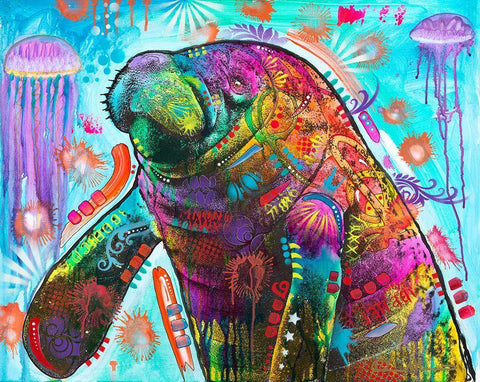 Manatee Black Ornate Wood Framed Art Print with Double Matting by Dean Russo Collection