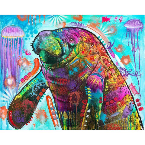 Manatee White Modern Wood Framed Art Print by Dean Russo Collection
