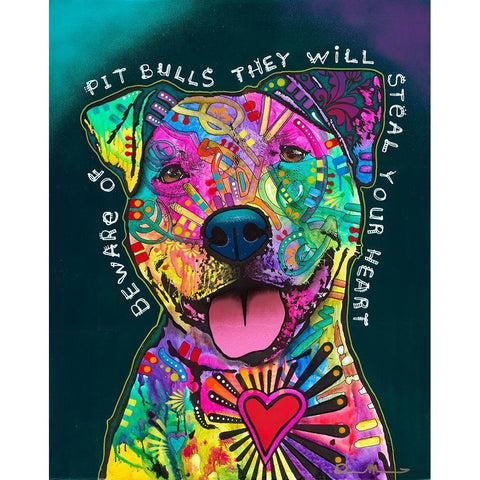 Pit Bulls will steal your heart Gold Ornate Wood Framed Art Print with Double Matting by Dean Russo Collection