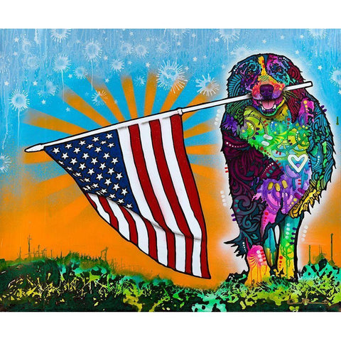 Carrying the Flag Gold Ornate Wood Framed Art Print with Double Matting by Dean Russo Collection