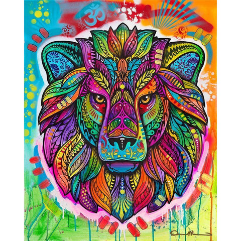 Lion Black Modern Wood Framed Art Print with Double Matting by Dean Russo Collection