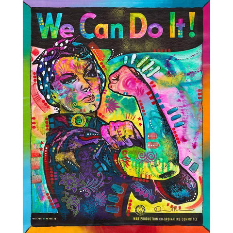 We Can Do It Black Modern Wood Framed Art Print with Double Matting by Dean Russo Collection