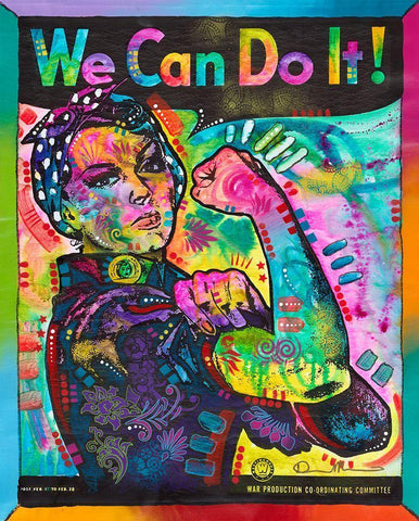 We Can Do It White Modern Wood Framed Art Print with Double Matting by Dean Russo Collection