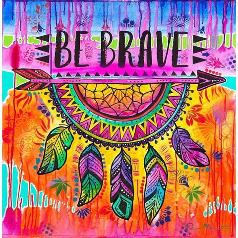 Be Brave Black Modern Wood Framed Art Print with Double Matting by Dean Russo Collection