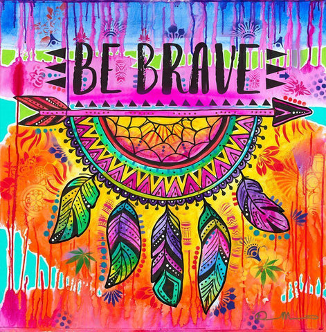 Be Brave Black Ornate Wood Framed Art Print with Double Matting by Dean Russo Collection