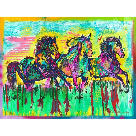 Three Horses White Modern Wood Framed Art Print by Dean Russo Collection