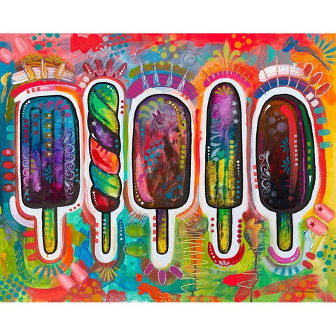 Ice Pops 1 White Modern Wood Framed Art Print by Dean Russo Collection