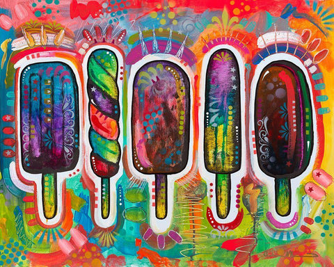 Ice Pops 1 Black Ornate Wood Framed Art Print with Double Matting by Dean Russo Collection