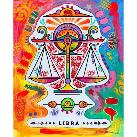 Libra White Modern Wood Framed Art Print by Dean Russo Collection