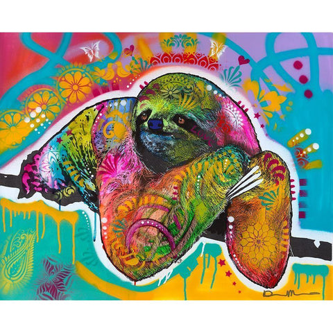 Sloth White Modern Wood Framed Art Print by Dean Russo Collection