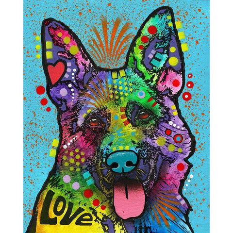 German Shepherd (Love Collection) White Modern Wood Framed Art Print by Dean Russo Collection