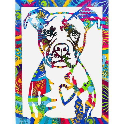 Heart Pittie Black Modern Wood Framed Art Print with Double Matting by Dean Russo Collection