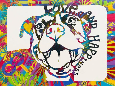 Love And Hapiness White Modern Wood Framed Art Print with Double Matting by Dean Russo Collection