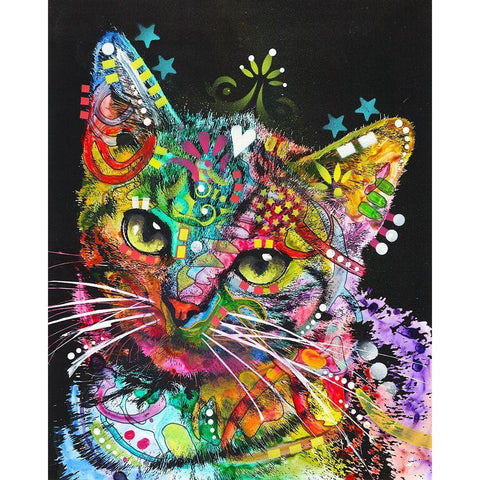 Star Kitten Black Modern Wood Framed Art Print with Double Matting by Dean Russo Collection