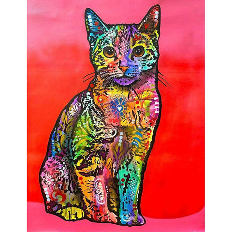 Loving Cat White Modern Wood Framed Art Print by Dean Russo Collection