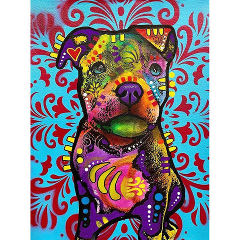 Pittie Pup Black Modern Wood Framed Art Print with Double Matting by Dean Russo Collection