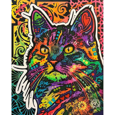 Necessity Cat Black Modern Wood Framed Art Print with Double Matting by Dean Russo Collection