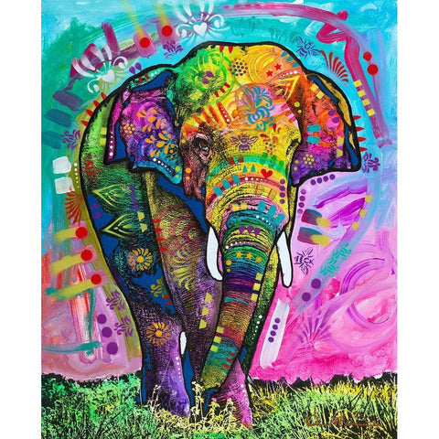 Indian Elephant White Modern Wood Framed Art Print by Dean Russo Collection